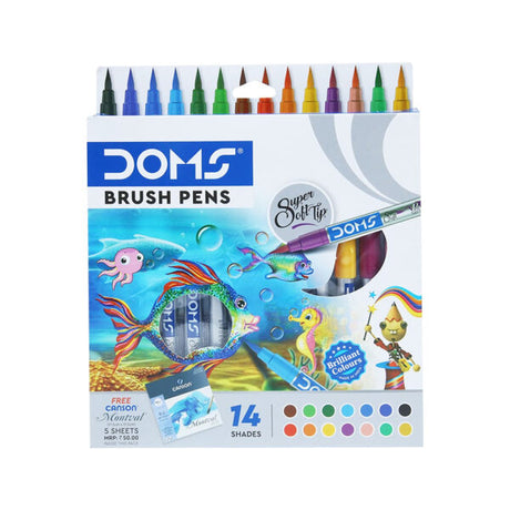 Doms Water-Based Brush Pens Colour Set 14 and 26 Shades with Silver and Gold - Retail Maharaj