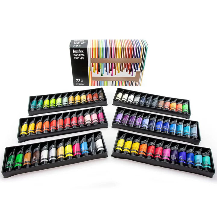 Liquitex Basics Acrylic Colour Paint Set 72 Tubes Assorted - Retail Maharaj