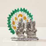 Metal Home Decorative Kalpavriksha Tree With Laxmi Ganesha Idols Silver Plated - Retail Maharaj