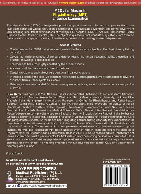 MCQs for Master in Physiotherapy (MPT) Entrance Examination - Retail Maharaj