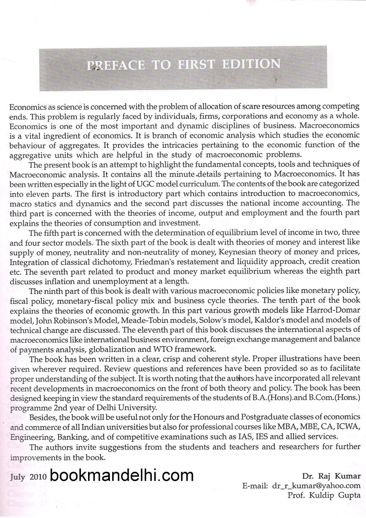 Modern Macroeconomics: Theory & Policy 1St/Ed 2010 - Retail Maharaj