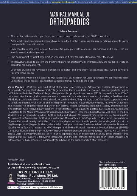 MANIPAL MANUAL OF ORTHOPAEDICS (FREE! COMPLEMENTARY ONLINE ACCESS TO MUSCULOSKELETAL EXAMINATION FOR - Retail Maharaj