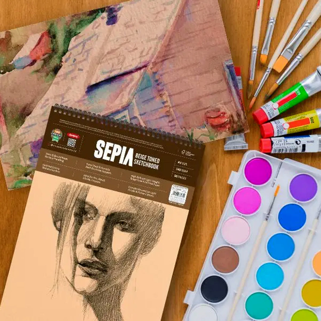 Anupam Sepia Beige Toned Sketchbook Wiro Bound 140GSM - Retail Maharaj
