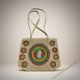 Handmade Jute Handbag with Madhubani Art | Eco-friendly Folk Art Tote Bag - Retail Maharaj