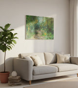 Premium Original Abstract Landscape Art – Forest Veil And Aqua Light by Vikram Kumar Mukherjee
