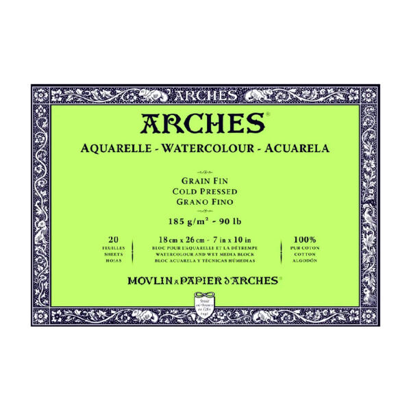 Arches Watercolour Cold Pressed Block and Pad 185 GSM - Retail Maharaj