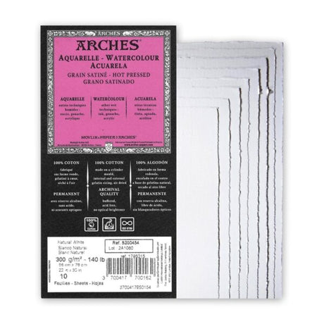 Arches Watercolour Hot Pressed Sheets 300gsm - Retail Maharaj