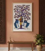 Authentic Gond Painting – Tree of Life with Guardian Birds Tribal Art (36 × 24 Inch)