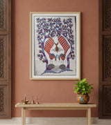 Authentic Gond Painting – Mythical Birds with Tree of Life Handmade Tribal Folk Art (11 × 15 Inch)