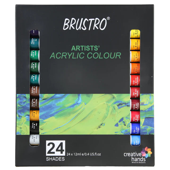 BRUSTRO Artist Acrylic Color 24 Colours 12ML Set - Retail Maharaj