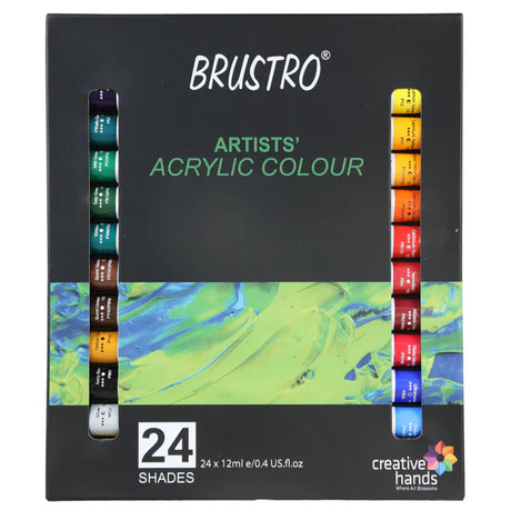 BRUSTRO Artist Acrylic Color 24 Colours 12ML Set - Retail Maharaj