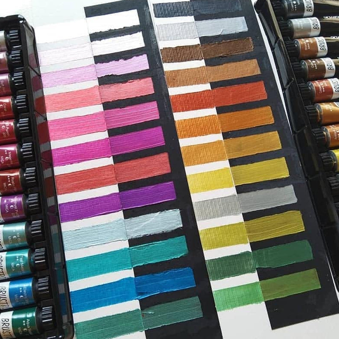 Brustro Artists Metallic Acrylic Colour Set Premium 24 Shades 12ml Tubes - Retail Maharaj