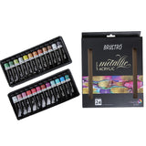 Brustro Artists Metallic Acrylic Colour Set Premium 24 Shades 12ml Tubes - Retail Maharaj