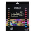 Brustro Artists Metallic Acrylic Colour Set Premium 24 Shades 12ml Tubes - Retail Maharaj