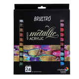 Brustro Artists Metallic Acrylic Colour Set Premium 24 Shades 12ml Tubes - Retail Maharaj