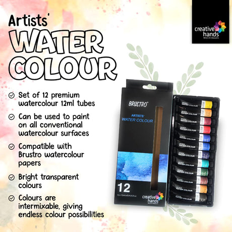 Brustro Artists’ Watercolour Colour 12ml Set of 12 & 24 - Retail Maharaj