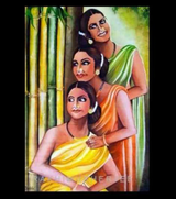 Bamboo Whispers – Handcrafted Acrylic Canvas Painting by Rakhi Mukherjee (14 × 10 Inch)