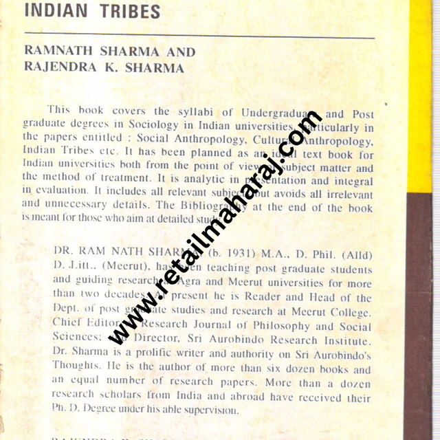 Social Anthropology and Indian Tribes. - Retail Maharaj