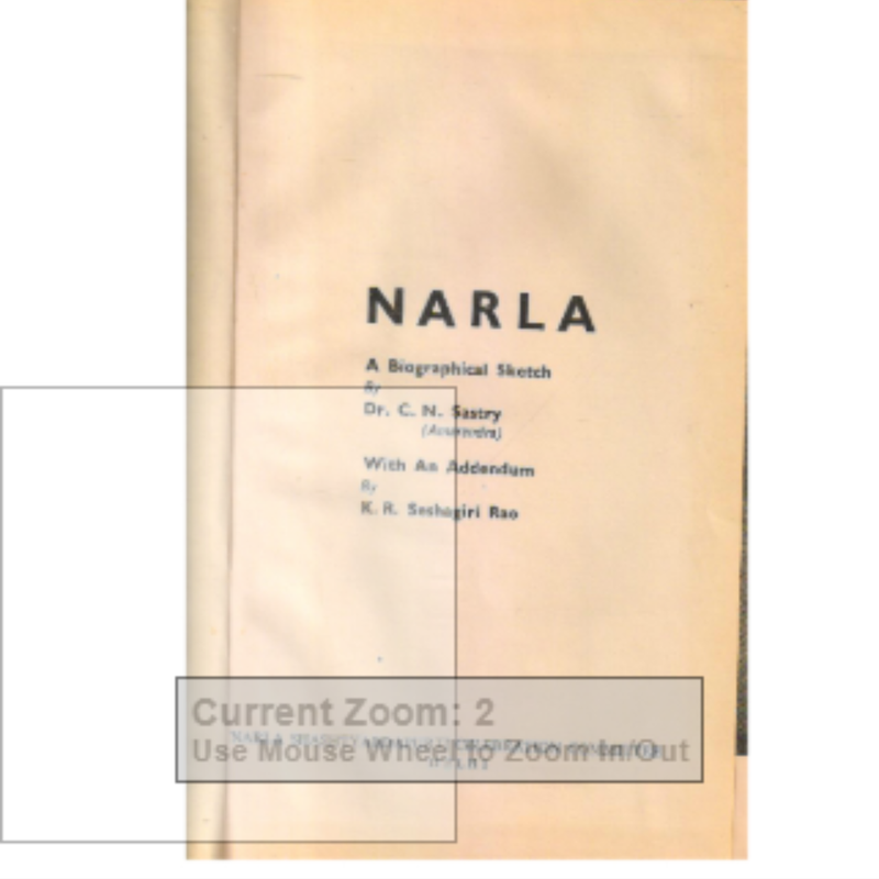 Narla : A Biographical Sketch