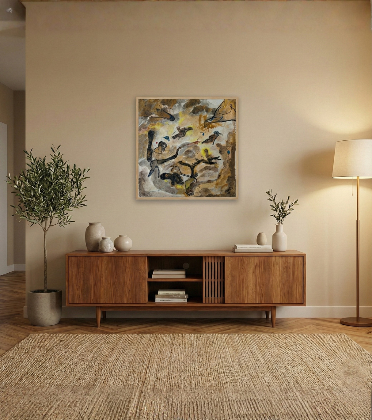 Premium Earthy Abstract Fine Art – "The Bird" (The Clone Within Series)