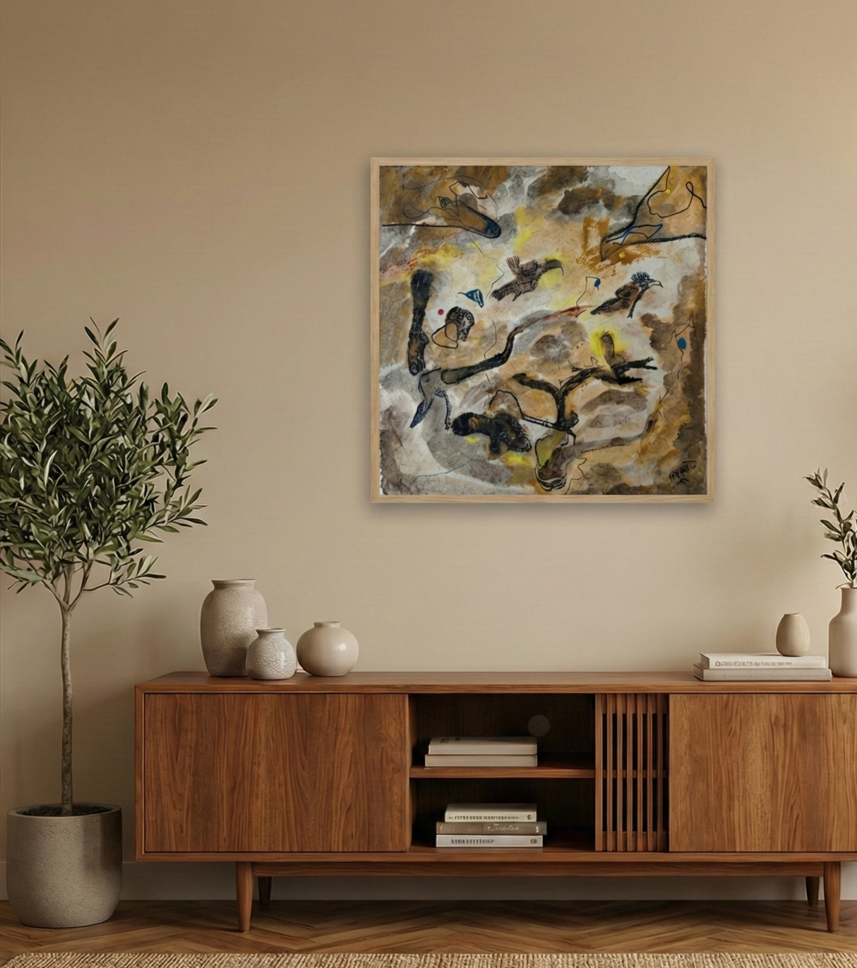 Premium Earthy Abstract Fine Art – "The Bird" (The Clone Within Series)