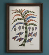 Authentic Gond Painting – Birds Under the Tree of Life Tribal Art (11 × 15 Inch)