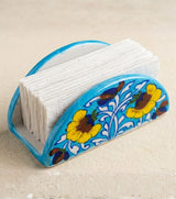 Jaipur Blue Pottery Floral Napkin Holder (Azure Blue)