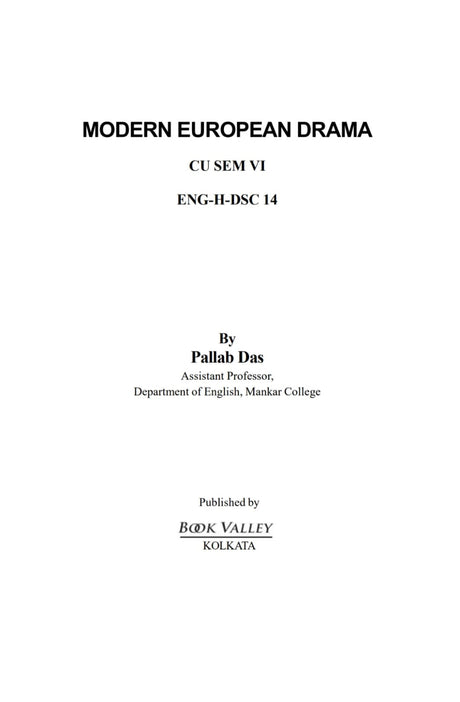 Modern European Drama [ENG-H-DSC-14] Semester-6, CU (English Version) - Retail Maharaj