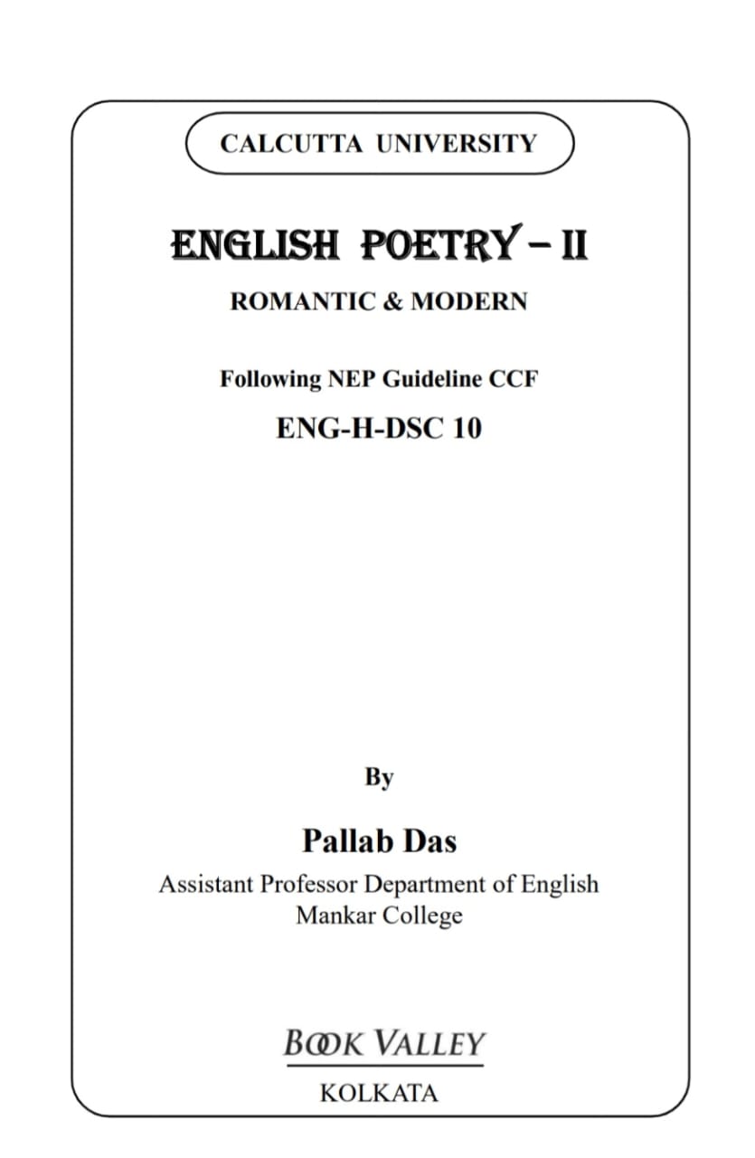 English Poetry - II [Romantic & Modern] Semester- V DSC-10 (English Version) - Retail Maharaj