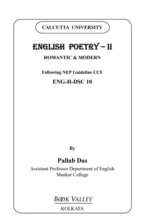 English Poetry - II [Romantic & Modern] Semester- V DSC-10 (English Version) - Retail Maharaj