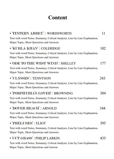 English Poetry - II [Romantic & Modern] Semester- V DSC-10 (English Version) - Retail Maharaj