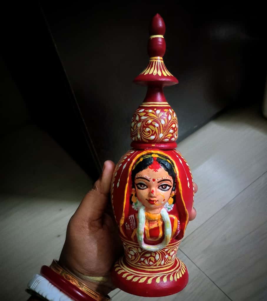 Premium Handcrafted Bengali Gach Kouto with Bride Face Design (7.5 Inch) – Traditional Wedding Accessory