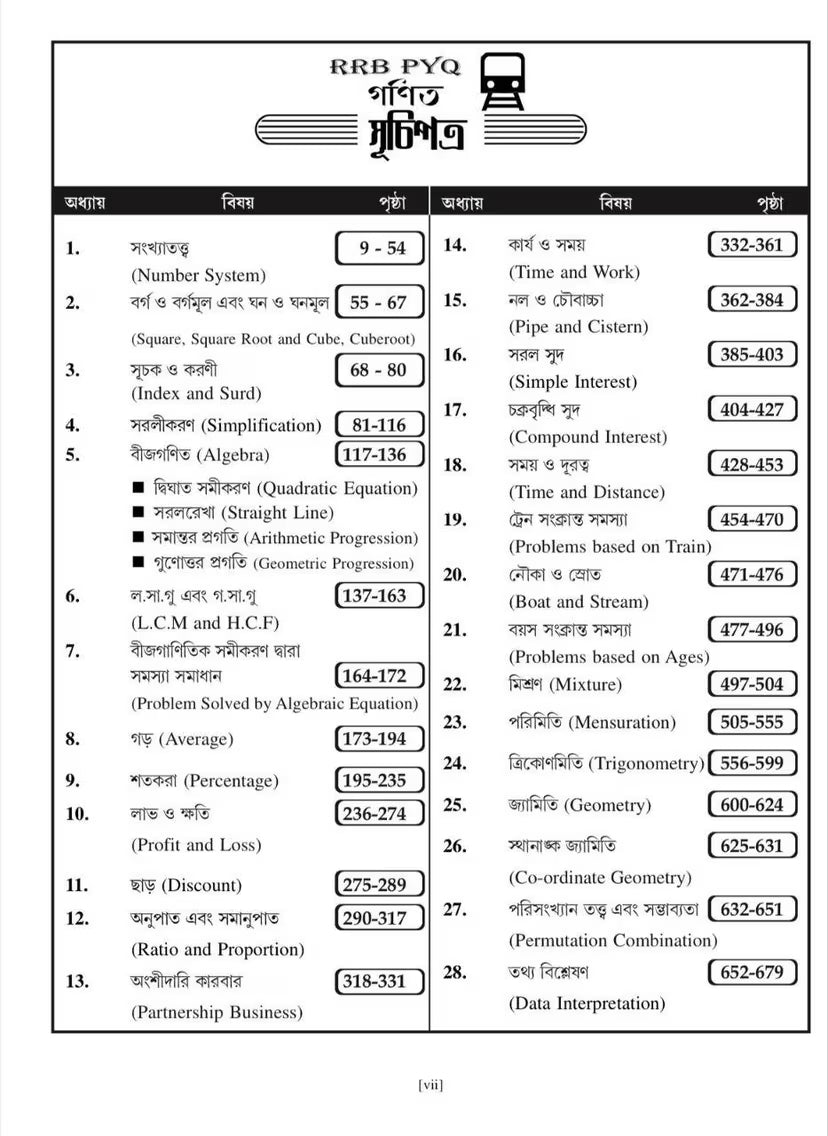 RRB PYQ Mathematics [2016-26] Chapterwise Solved Papers (Bengali Version) 2026-27 - Retail Maharaj