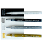 Brustro Acrylic DIY Fine Tip Marker Set of 4 0.8mm Waterproof UV Resistant Acrylic Paint Markers for Art Craft Multi Surface Use - Retail Maharaj