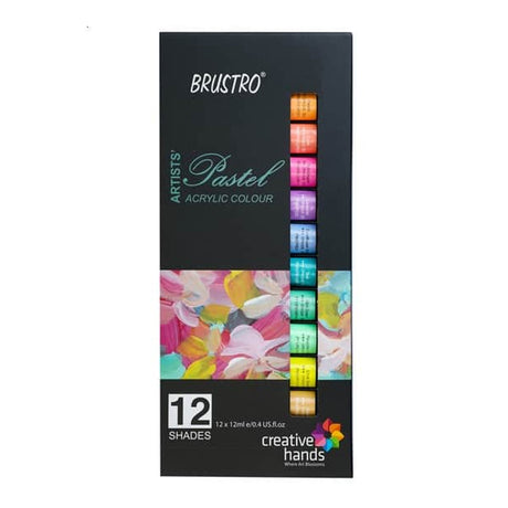 Brustro Artists Acrylic Pastel Colour Set Soft Bodied 12 Shades 12ml Tubes - Retail Maharaj