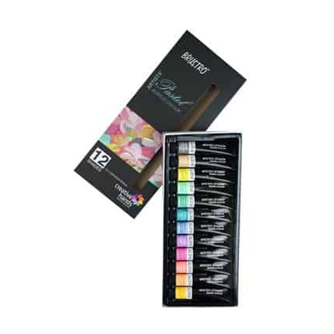 Brustro Artists Acrylic Pastel Colour Set Soft Bodied 12 Shades 12ml Tubes - Retail Maharaj