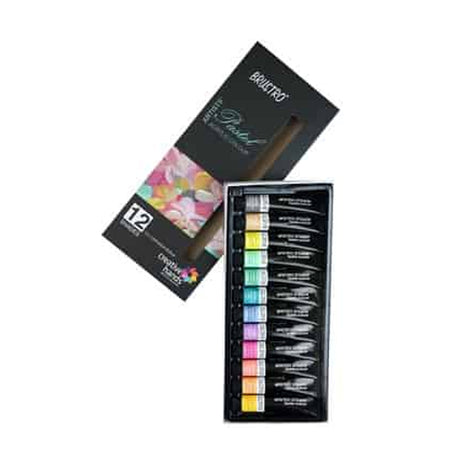 Brustro Artists Acrylic Pastel Colour Set Soft Bodied 12 Shades 12ml Tubes - Retail Maharaj