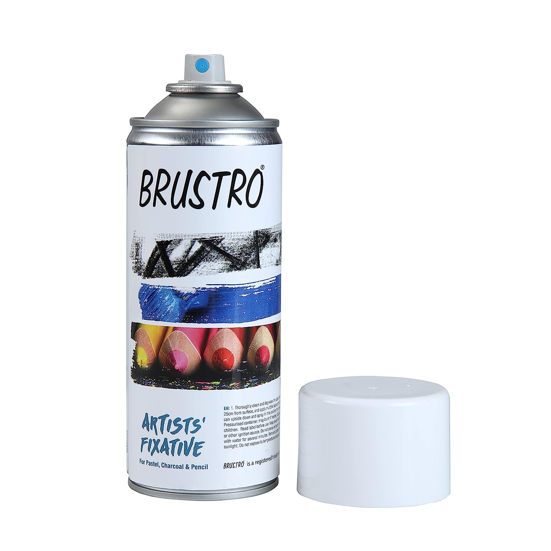 Brustro Artists’ Transparent Fixative Spray for Pastels, Charcoal & Pencil – 400 ml - Retail Maharaj