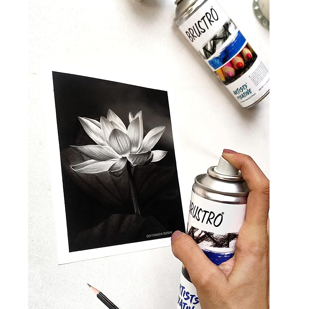 Brustro Artists’ Transparent Fixative Spray for Pastels, Charcoal & Pencil – 400 ml - Retail Maharaj