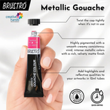 Brustro Artists’ Metallic Gouache Set of 18x12ml - Retail Maharaj