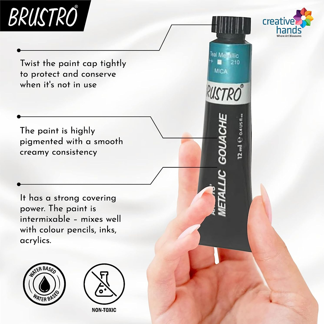 Brustro Artists’ Metallic Gouache Set of 18x12ml - Retail Maharaj