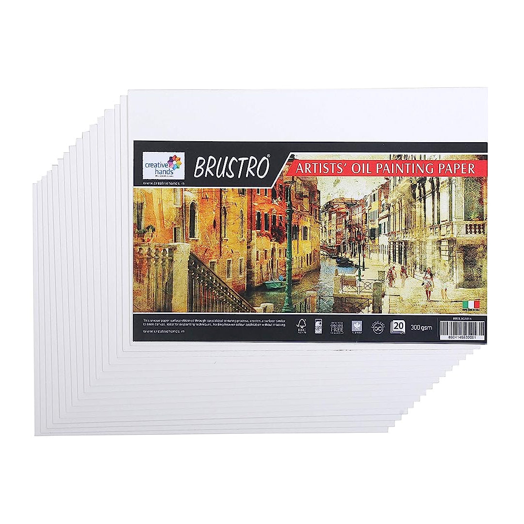 Brustro Artist Oil Painting Paper Sheets 300 GSM Acid Free Archival Quality - Retail Maharaj