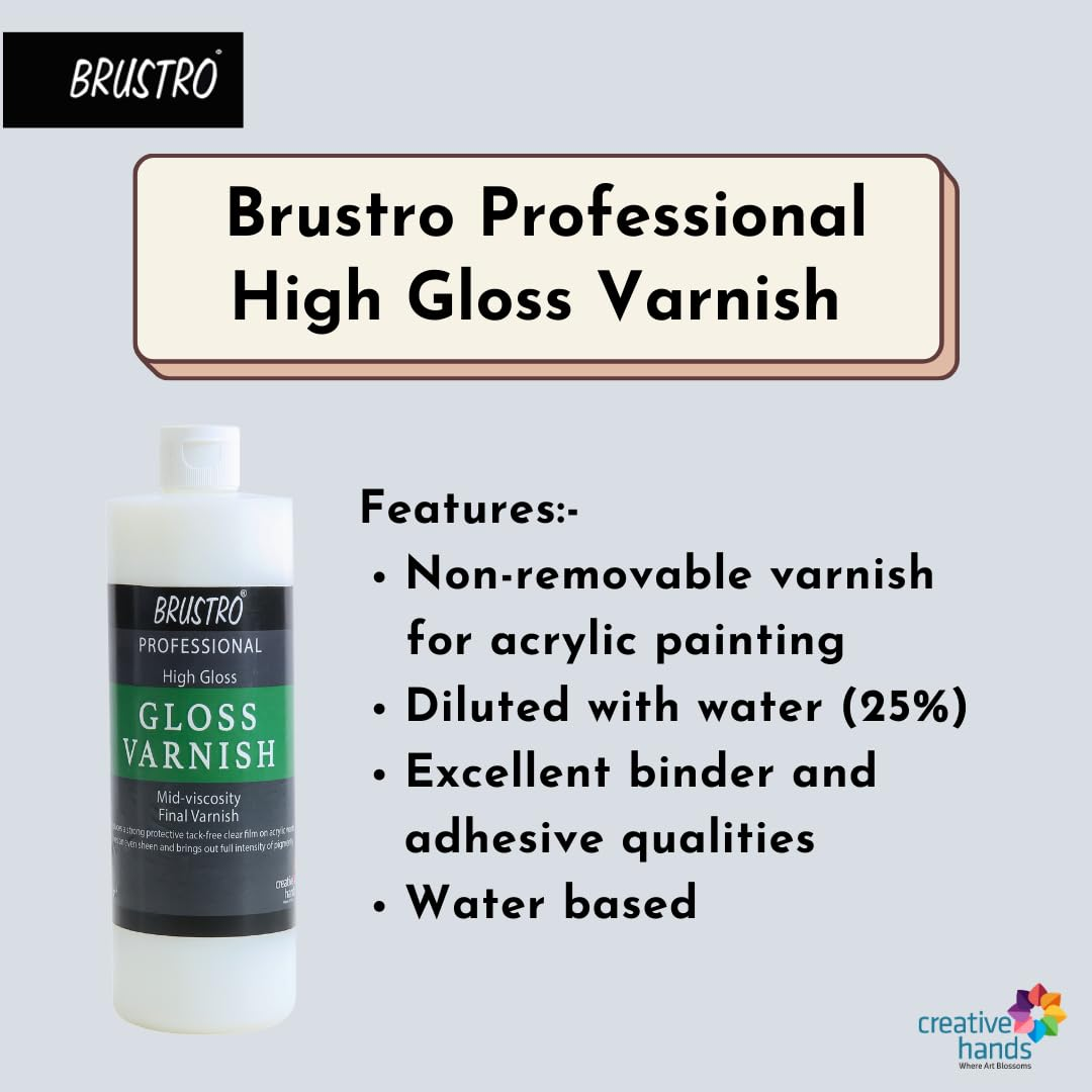 Brustro High Gloss Varnish 1000ml – Acrylic Painting White Finish - Retail Maharaj
