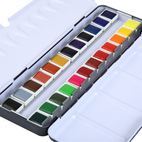 Brustro Professional Artists’ Watercolour 24 half Pan Set - Retail Maharaj