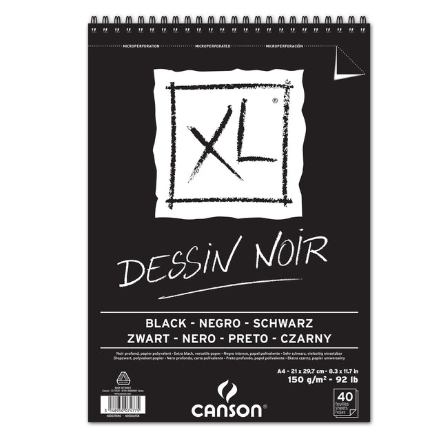 Canson XL Black Spiral Sketchbook Deep Black 150 GSM Art Pad - Retail Maharaj