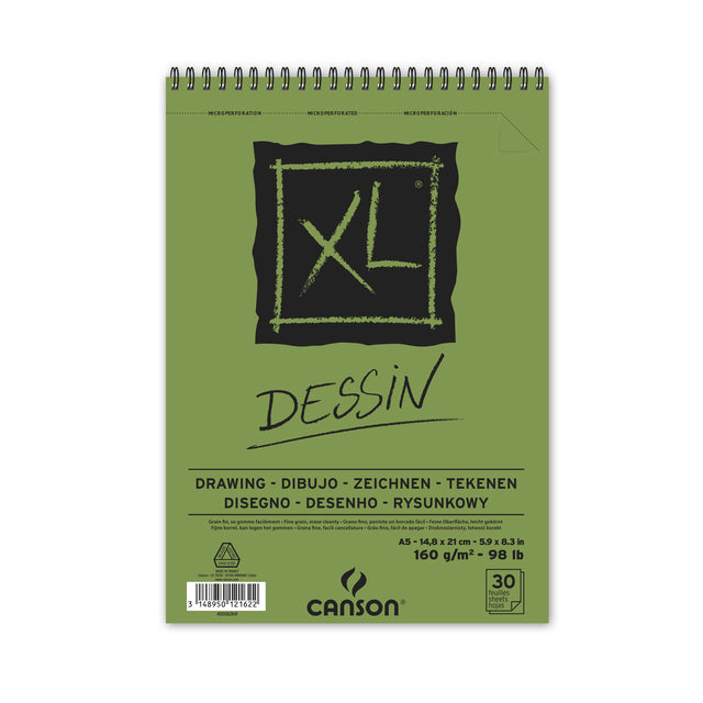 Canson XL Drawing Spiral Sketchbook 160 GSM Fine Grain Art Pad - Retail Maharaj