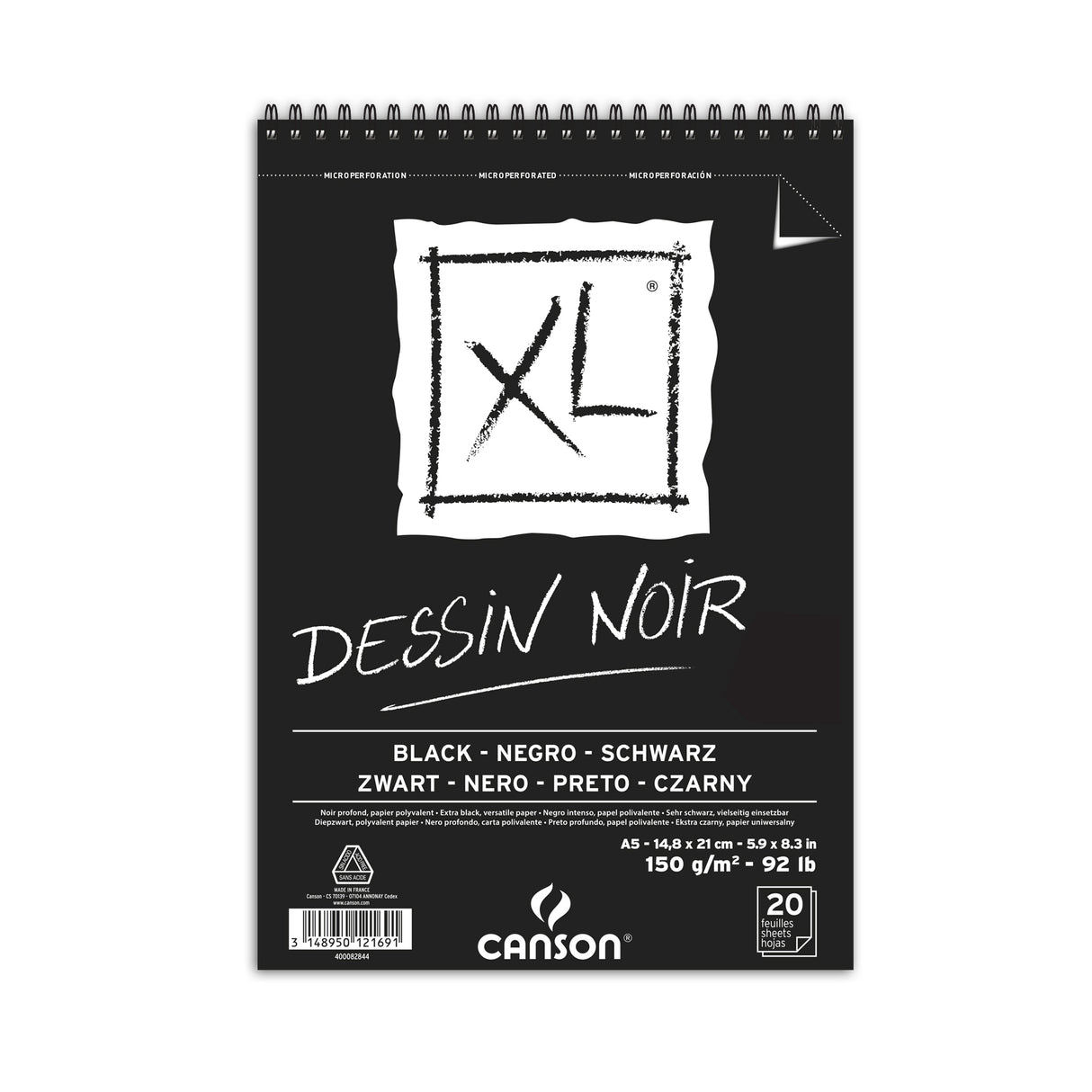 Canson XL Black Sketchbook Spiral Bound Acid Free Drawing Pad - Retail Maharaj