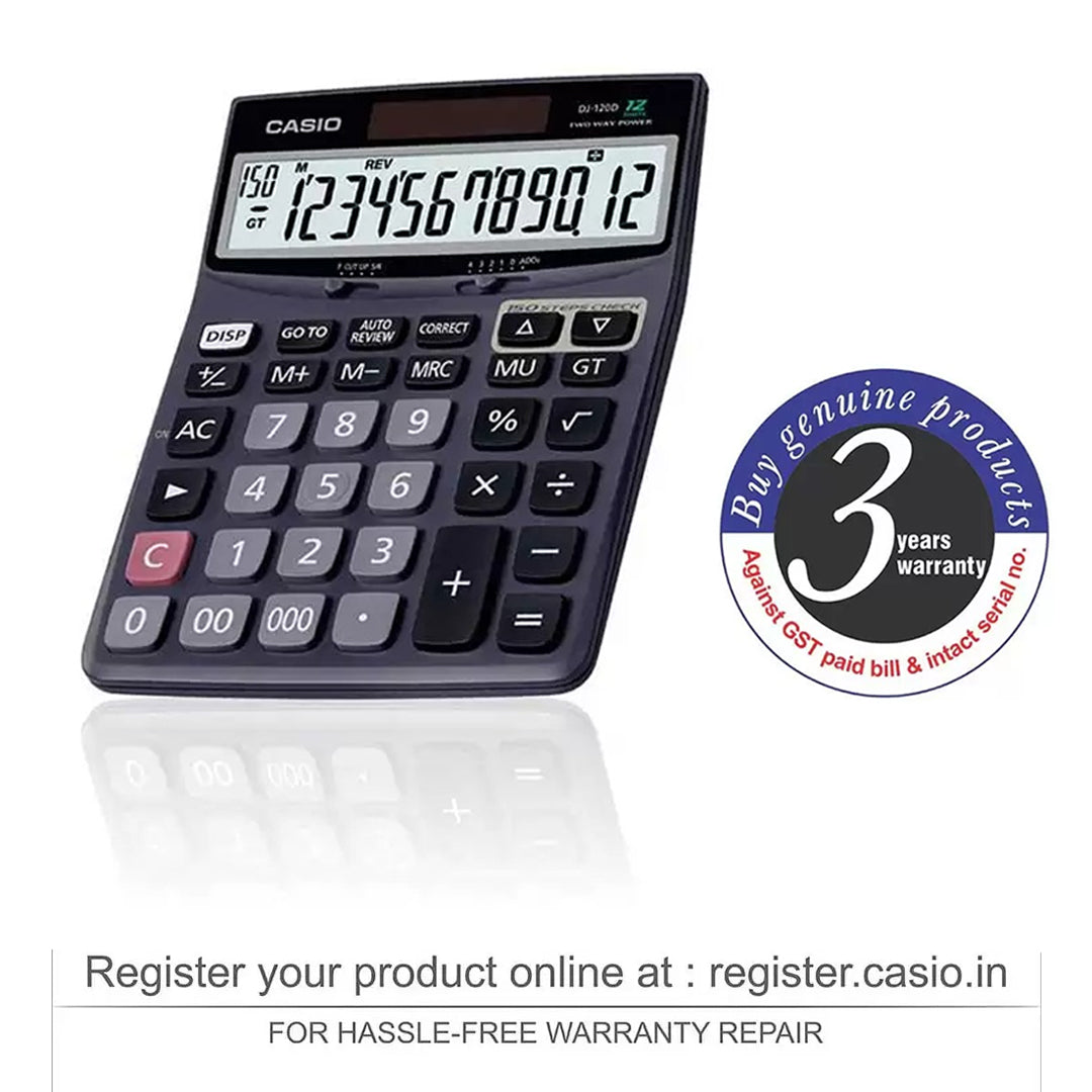 Casio DJ 120D Desktop Calculator with Large Display and Big Keys - Retail Maharaj