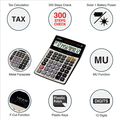 CASIO Desktop Calculator DJ-220D Plus with Metallic Faceplate & Bigger Screen - Retail Maharaj