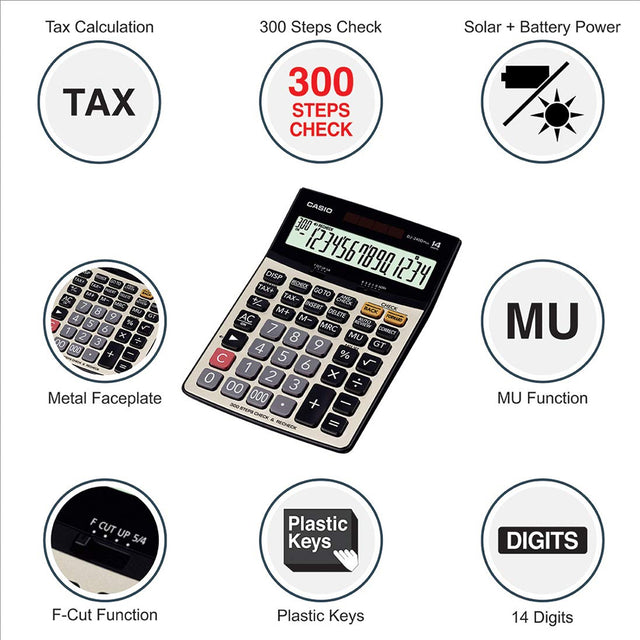 Casio DJ 240D Plus Heavy Duty Desktop Calculator with Metallic Faceplate and Large Display - Retail Maharaj
